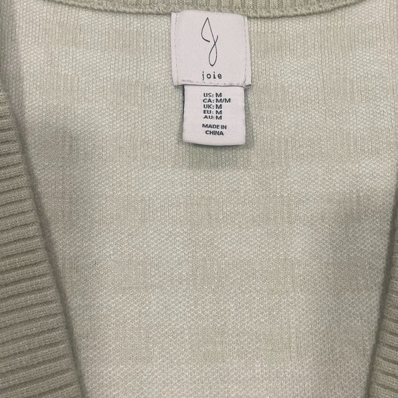 Joie Women’s Pale Green V Neck Gingham Print Gold Buttoned Cardigan, Size M - Picture 4 of 6